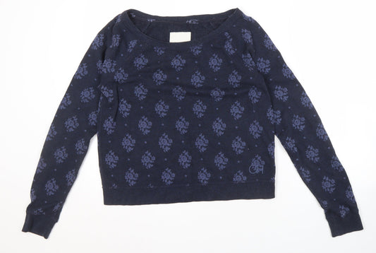 Gilly Hicks Women's Blue Floral Pullover Sweatshirt M