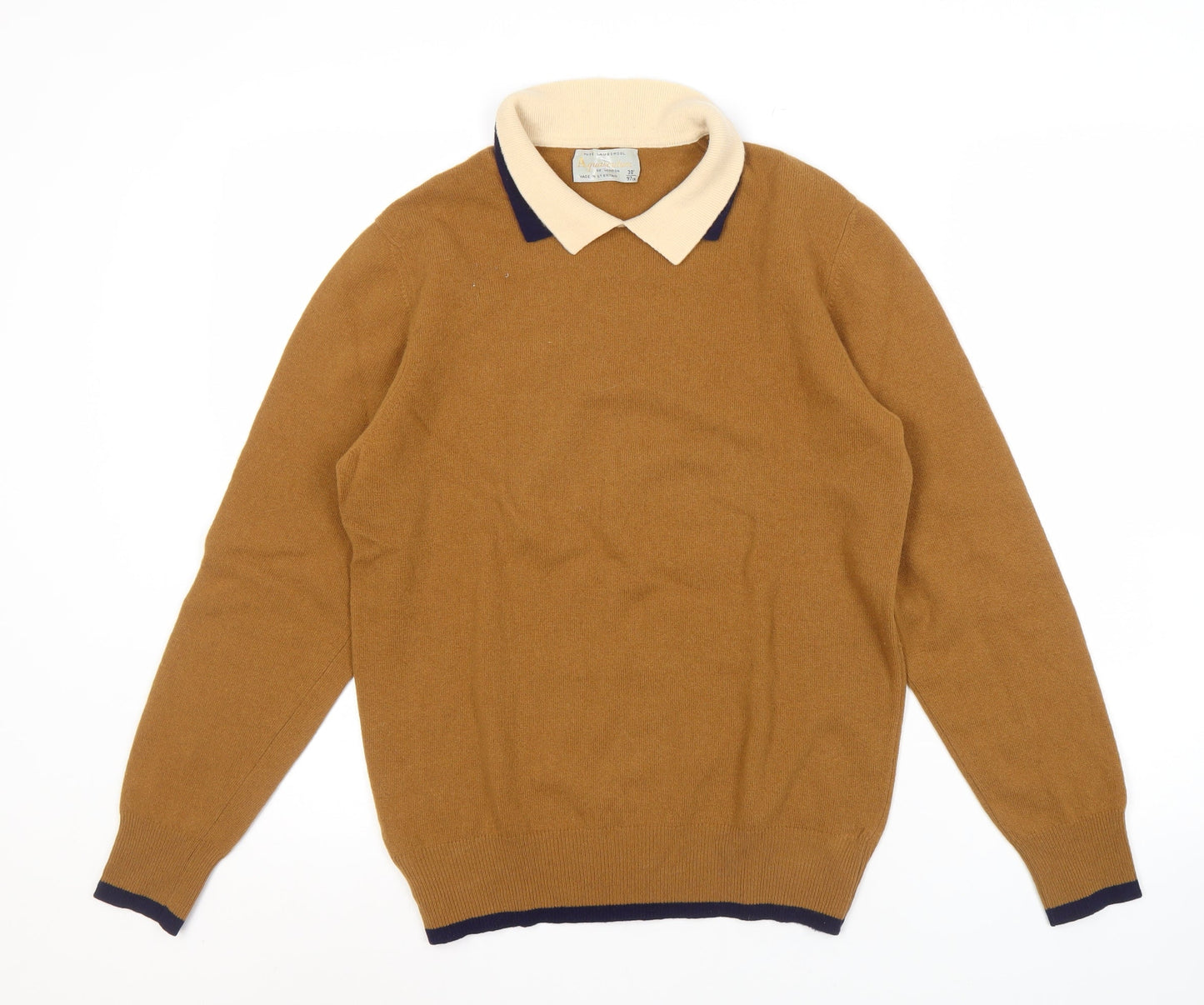 Aquascutum Men's Brown Wool Collared Pullover Jumper M