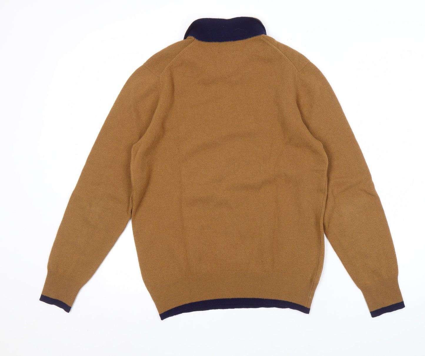 Aquascutum Men's Brown Wool Collared Pullover Jumper M