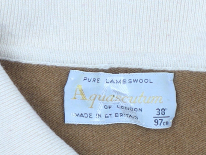 Aquascutum Men's Brown Wool Collared Pullover Jumper M