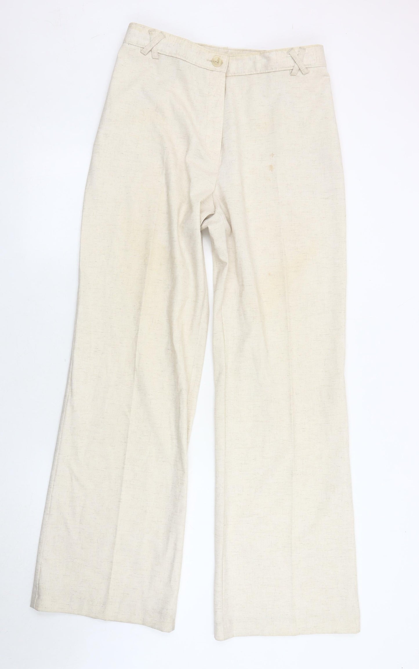 Marks and Spencer Women's Ivory Straight Leg Trousers Size 14