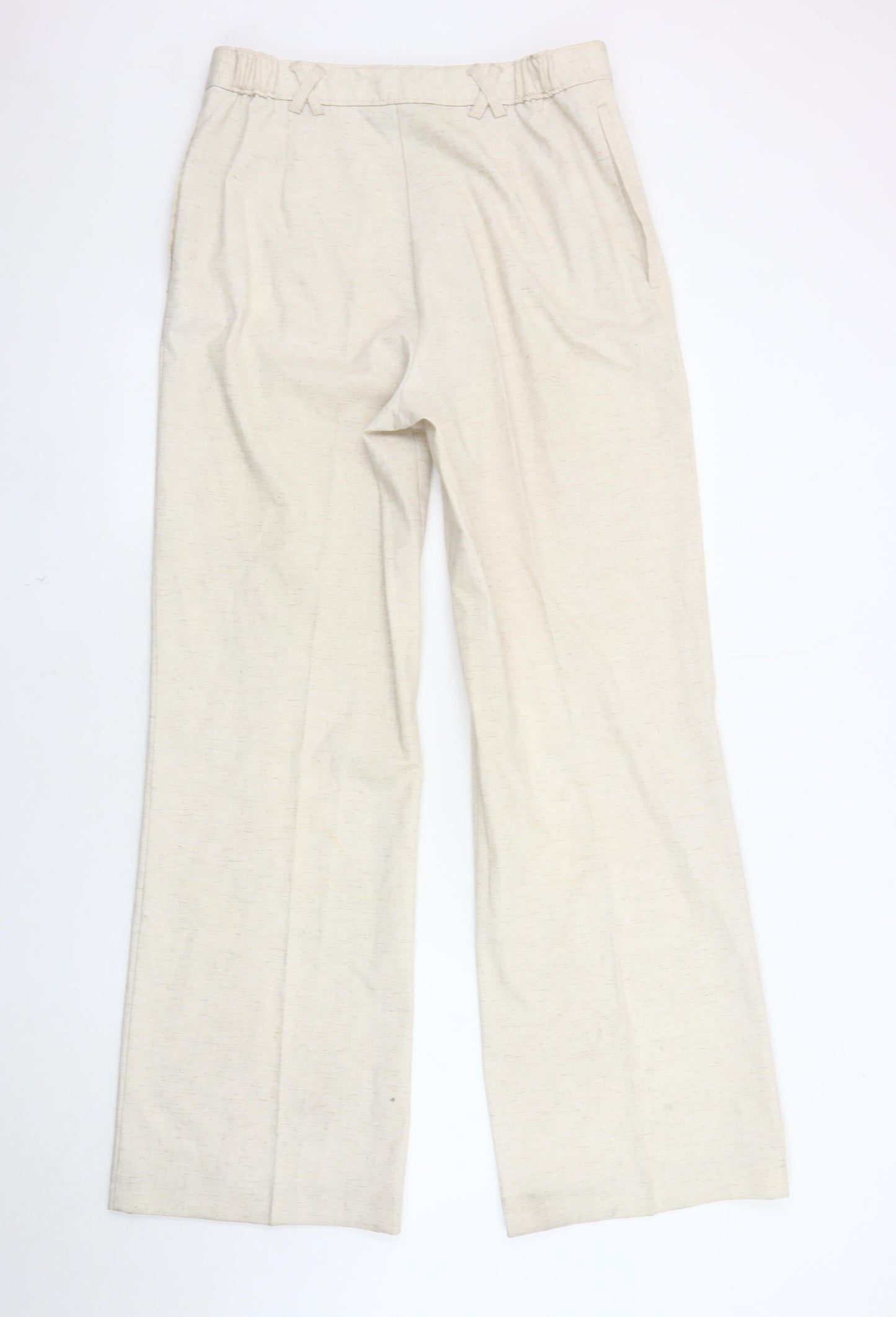 Marks and Spencer Women's Ivory Straight Leg Trousers Size 14