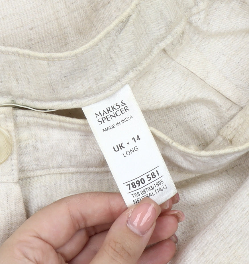 Marks and Spencer Women's Ivory Straight Leg Trousers Size 14