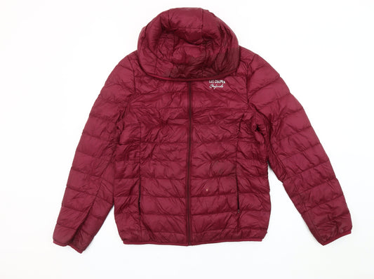 Lee Cooper Women's Red Puffer Jacket Size 14 Hooded