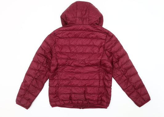 Lee Cooper Women's Red Puffer Jacket Size 14 Hooded