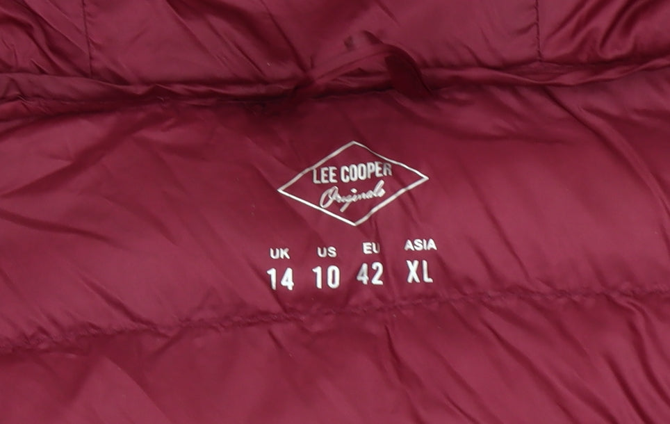 Lee Cooper Women's Red Puffer Jacket Size 14 Hooded
