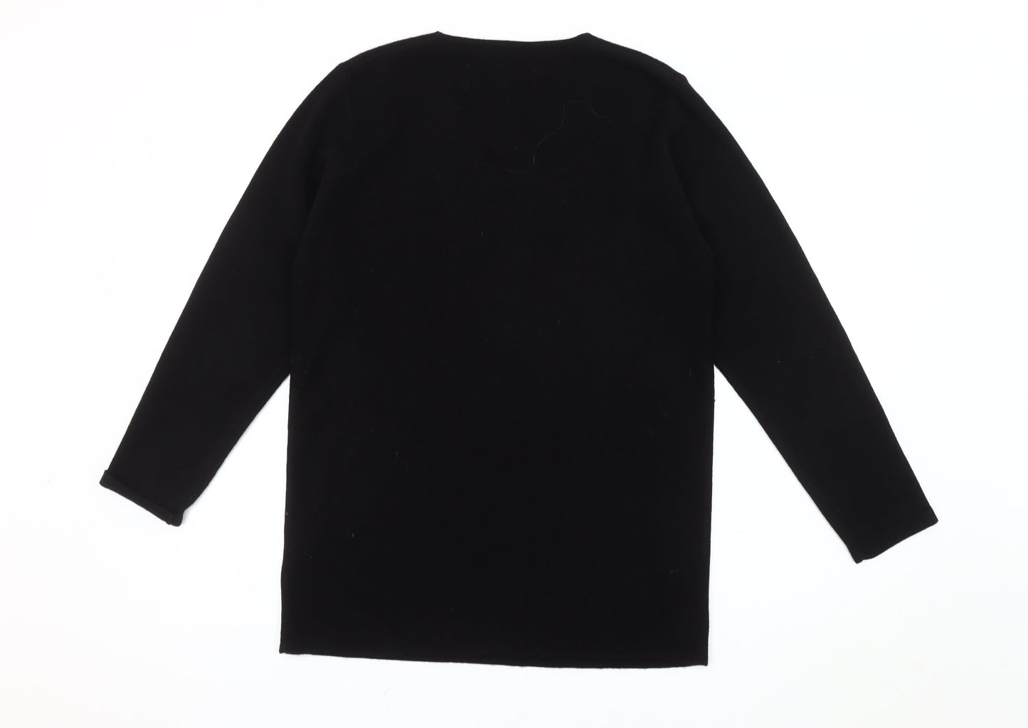 Berkertex Women's Black Embroidered V-Neck Jumper, Size 10-12