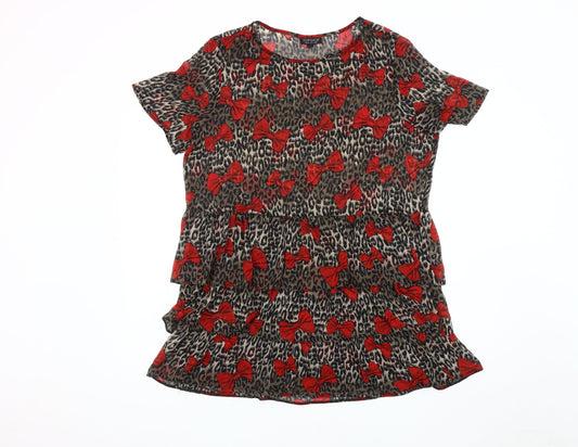 Topshop Women's Animal Print Bow Blouse, Size 12