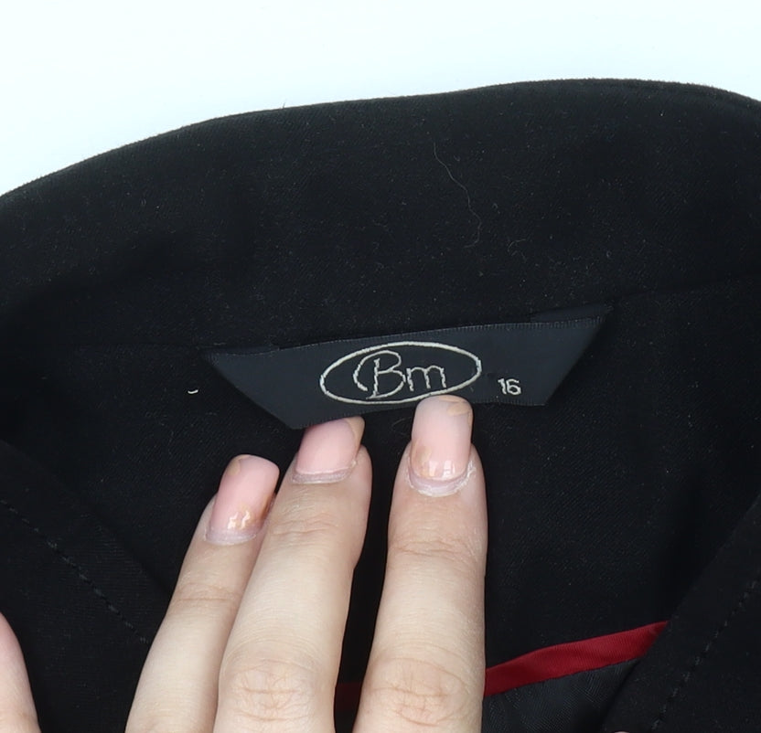 BM Women's Black Jacket Size 16 Full Zip Casual
