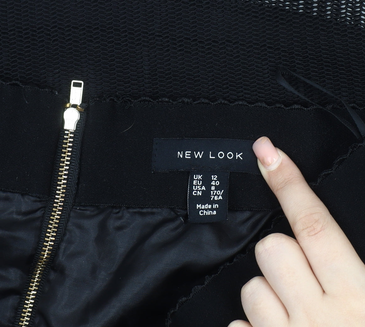 New Look Women's Black A-Line Skirt, Size 12