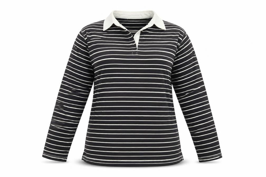 Bonmarché Women's Black Striped Polo Shirt M
