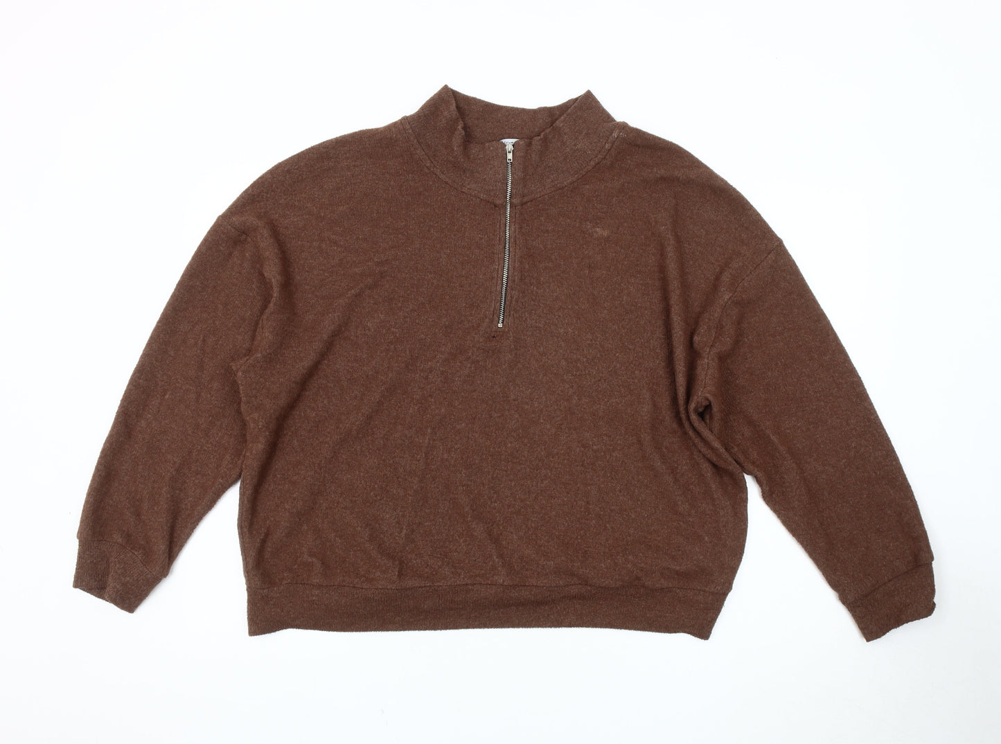 ASOS Men's Brown Pullover Sweatshirt M 1/4 Zip High Neck