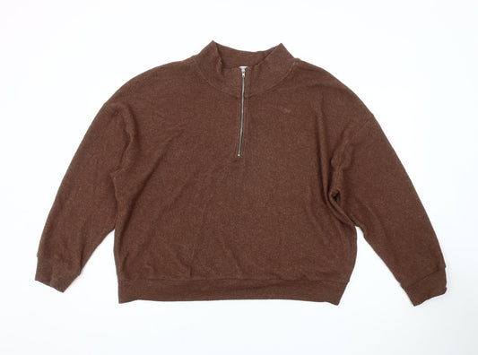ASOS Men's Brown Pullover Sweatshirt M 1/4 Zip High Neck