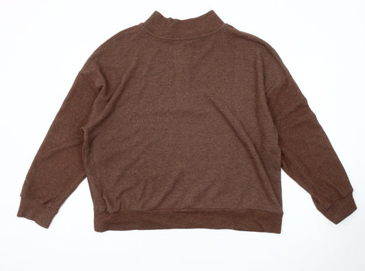 ASOS Men's Brown Pullover Sweatshirt M 1/4 Zip High Neck