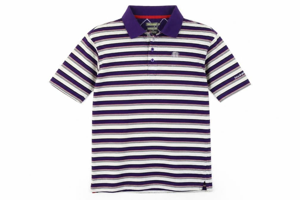 backswing Men's Purple Striped Polo Shirt Size S