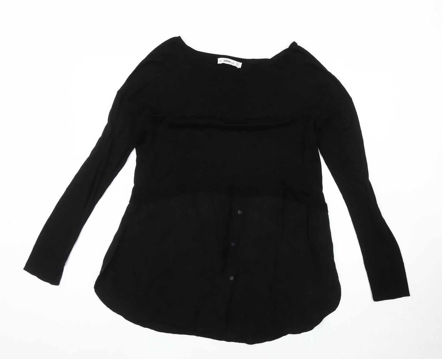Zara Women's Black Long Sleeve Knit Jumper - Size Small
