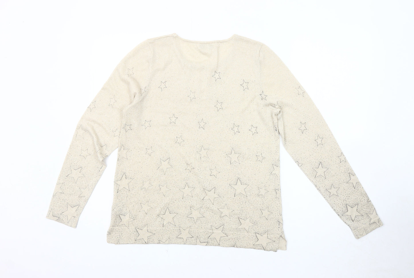 Monsoon Women's Beige Star Knit Pullover Jumper M