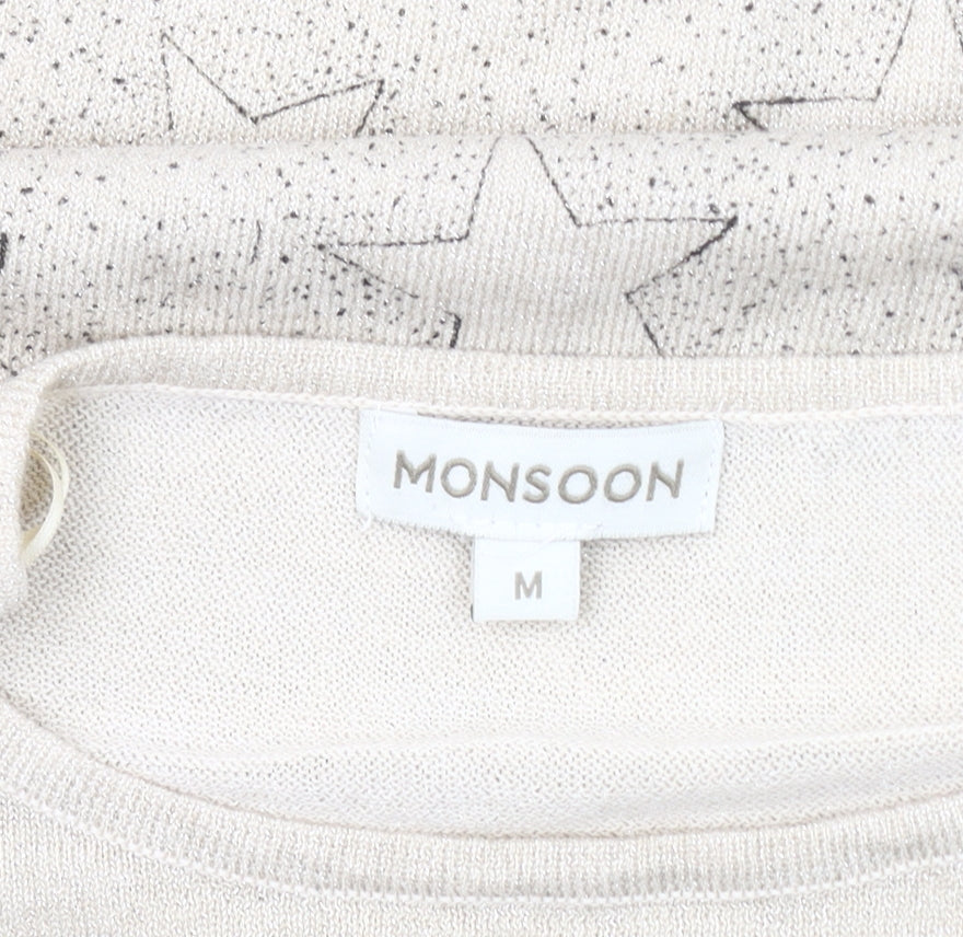Monsoon Women's Beige Star Knit Pullover Jumper M