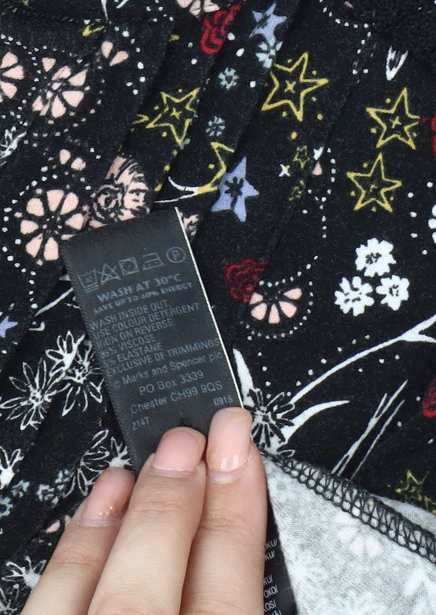 Marks and Spencer Women's Black Floral Top UK Size 10