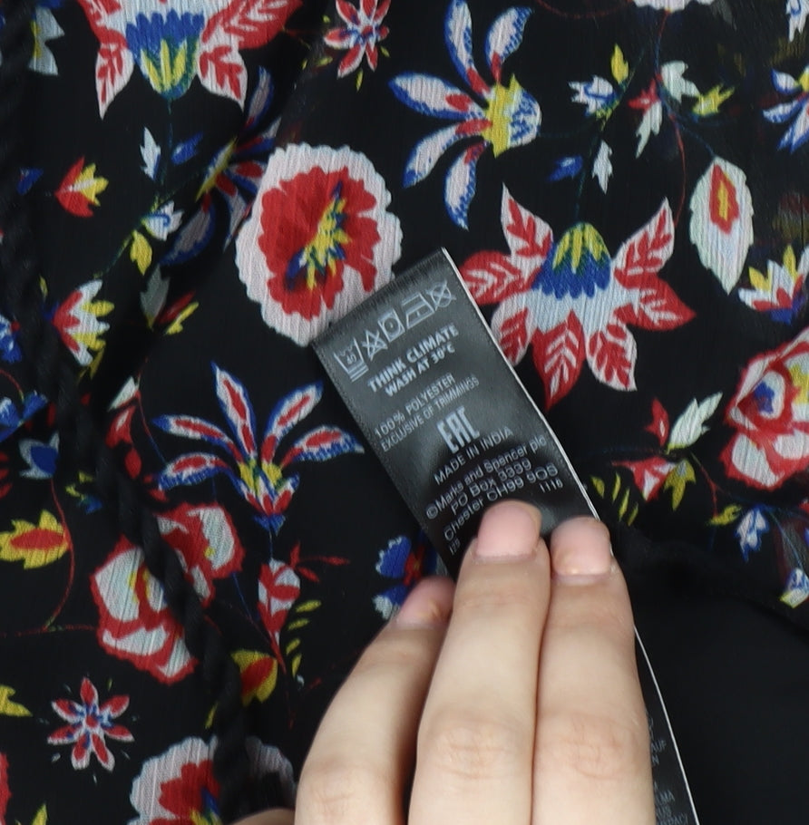 Marks and Spencer Women's Black Floral Dress, Size 12