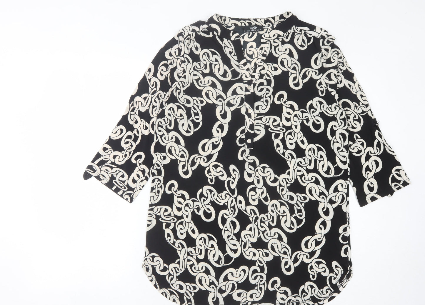 Wallis Women's Black Geometric Blouse M Casual