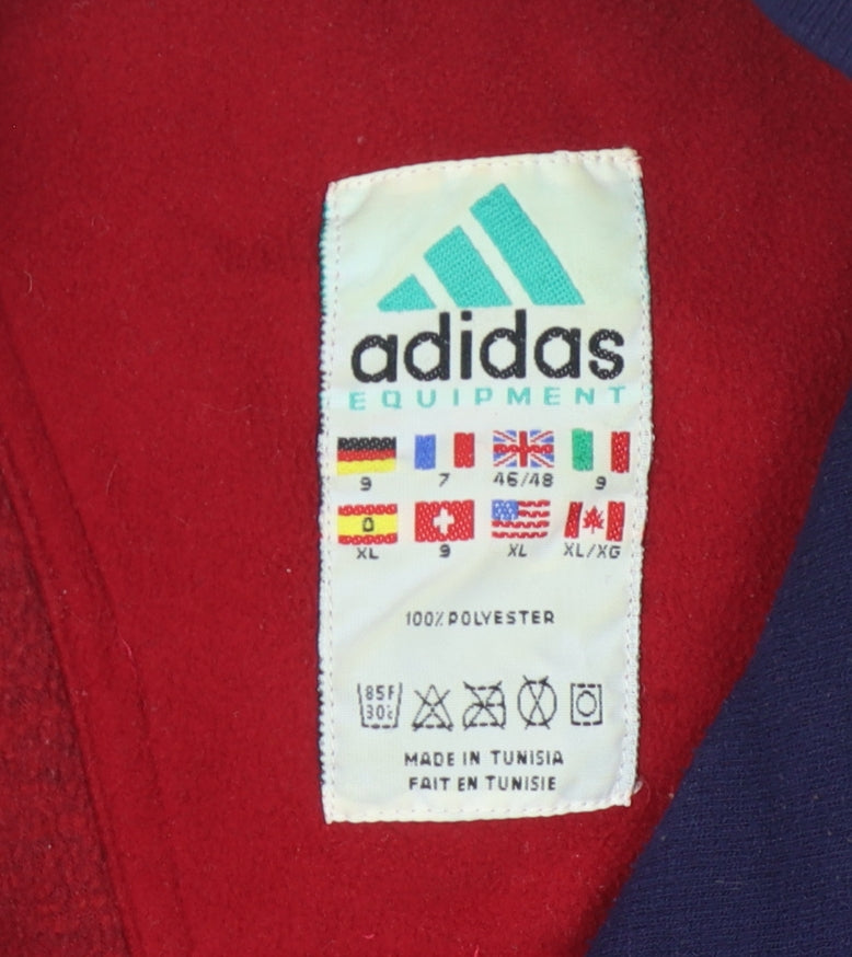 Adidas Men's Red 1/2 Zip Fleece Sweatshirt XL