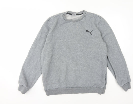 Puma Men's Grey Pullover Sweatshirt L, Logo Accent, Fleece Comfort