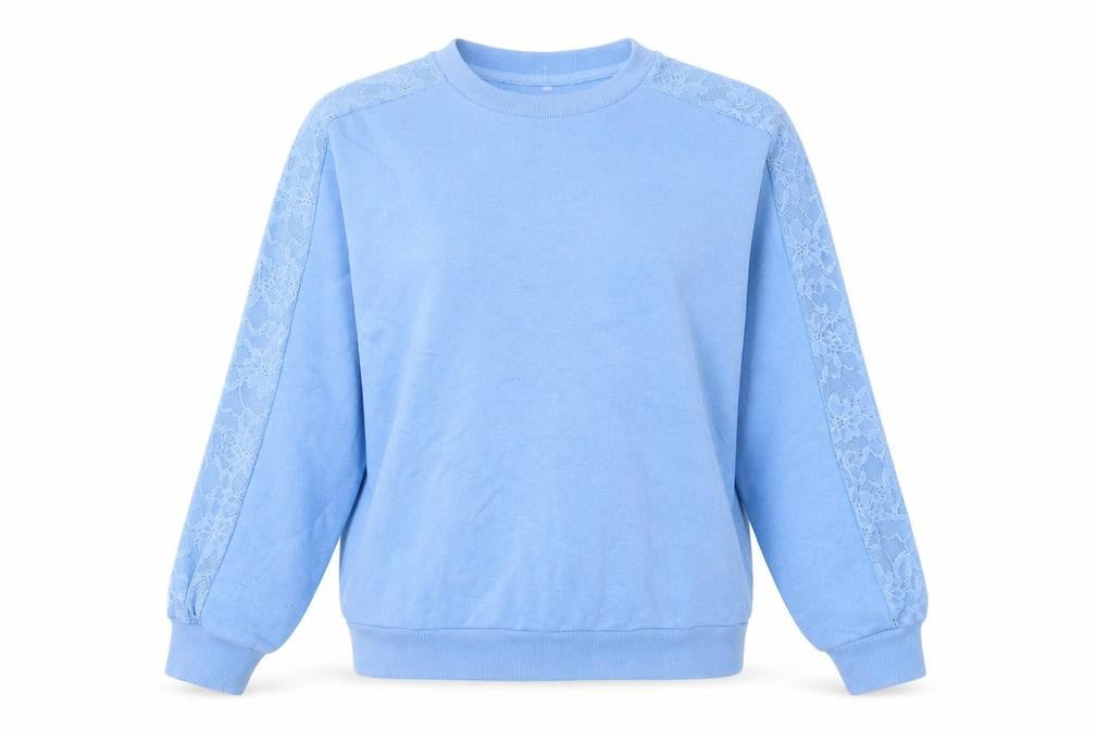 Marks and Spencer Women's Blue Lace Sweatshirt, Size 8