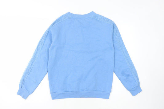 Marks and Spencer Women's Blue Lace Sweatshirt, Size 8
