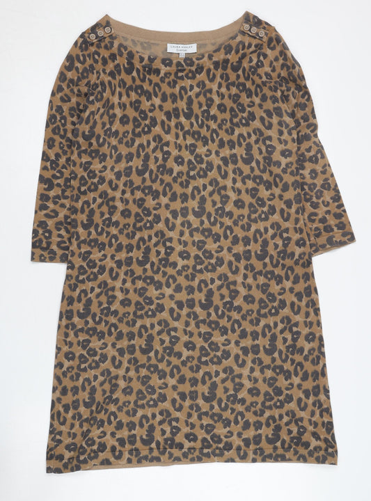 Laura Ashley Women's Brown Shift Dress UK 12