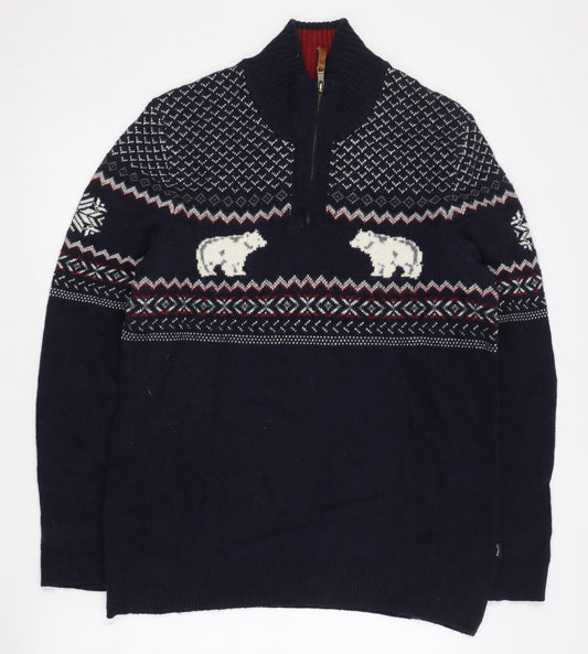 Fat Face Men's Blue Full Zip Winter Jumper M