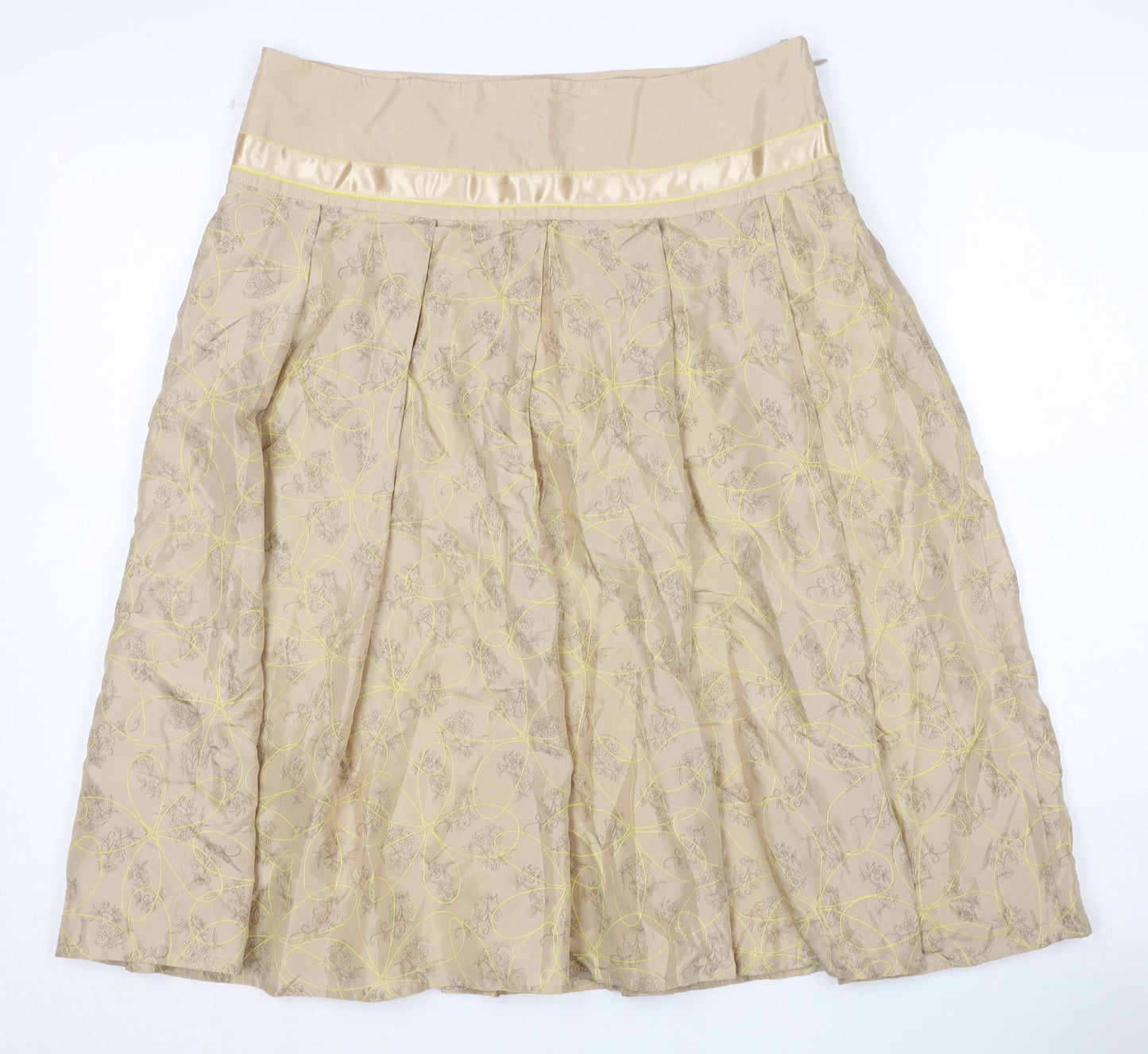 InWear Women's Beige Floral Pleated Skirt Size 8