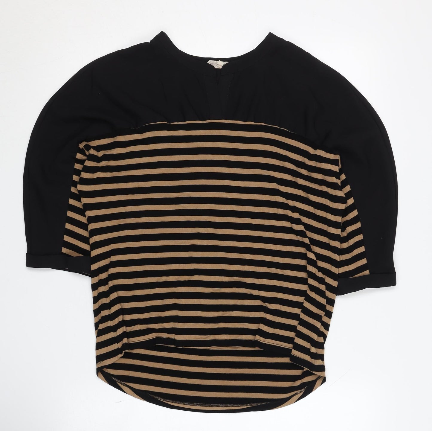 Phase Eight Women's Striped Top UK 10 Black Beige