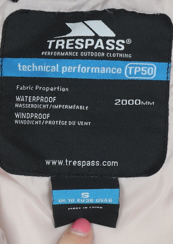 Trespass Women's Black Puffer Jacket Size 10 - Waterproof