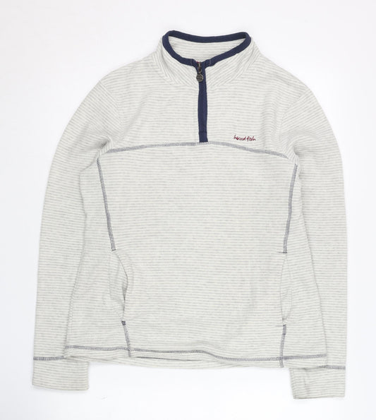 Weird Fish Women's Grey Striped Sweatshirt Size 10