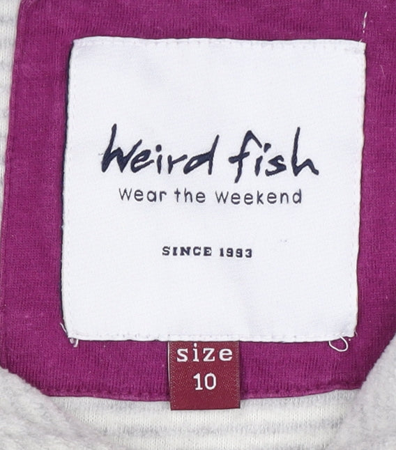 Weird Fish Women's Grey Striped Sweatshirt Size 10