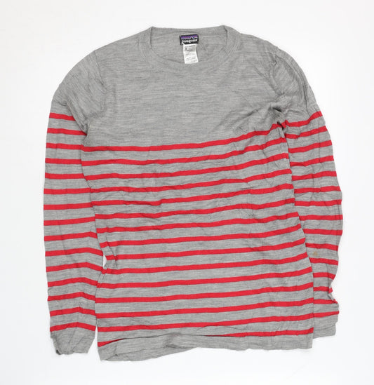 Patagonia Women's Grey Merino Wool Striped Pullover - M