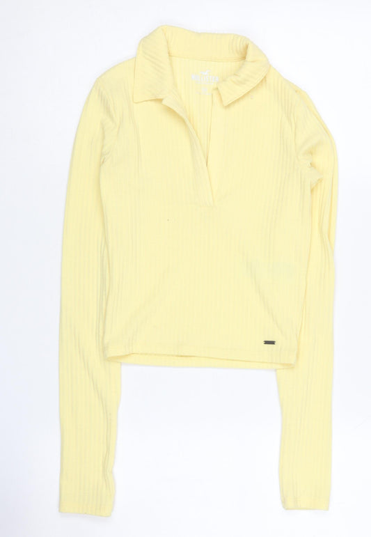 Hollister Women's Yellow Cropped Polo XS