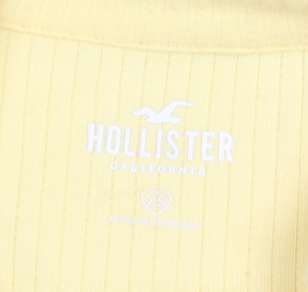 Hollister Women's Yellow Cropped Polo XS