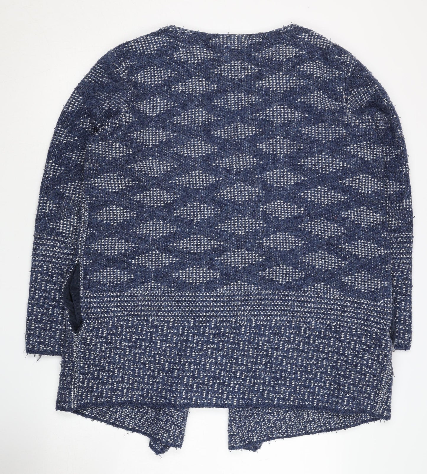 Marks and Spencer Women's Blue Open Front Cardigan, Size L, Geometric