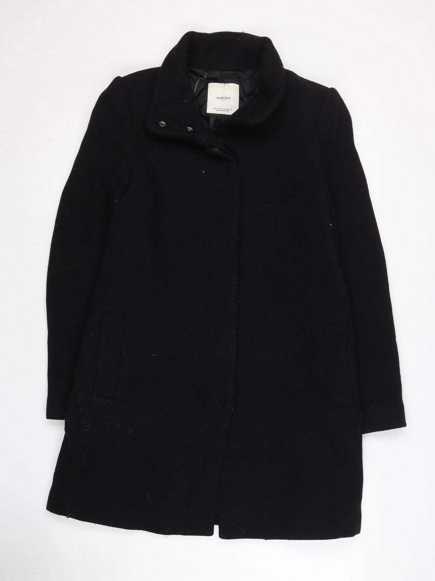 Mango Women's Black Overcoat, Size 8, Classic Style