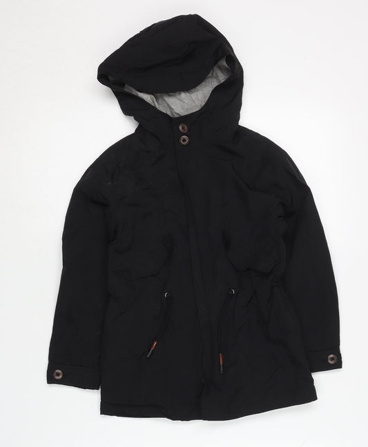 Zara Boys Black Hooded Jacket Size 5 Years with Button Accents