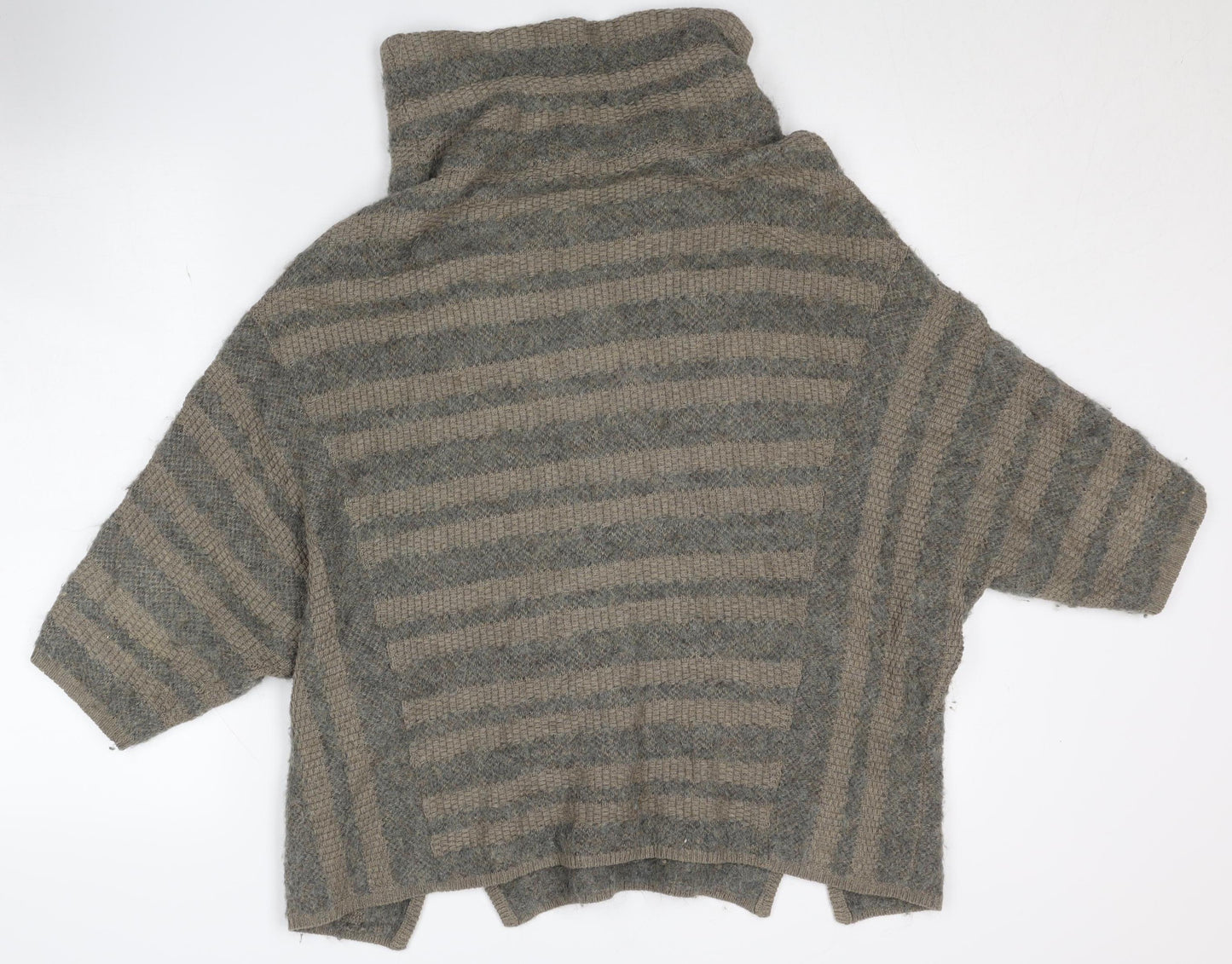 Wrap Women's Beige High Neck Striped Jumper Size 8/10