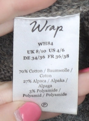 Wrap Women's Beige High Neck Striped Jumper Size 8/10