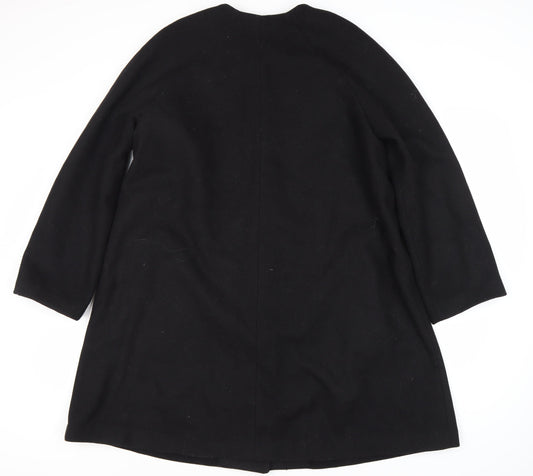 H&M Women's Black Wool Blend Long Coat Size 12