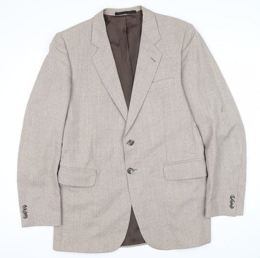 Vintage Men's Beige Wool Blazer, Size 40 Regular, Formal Jacket
