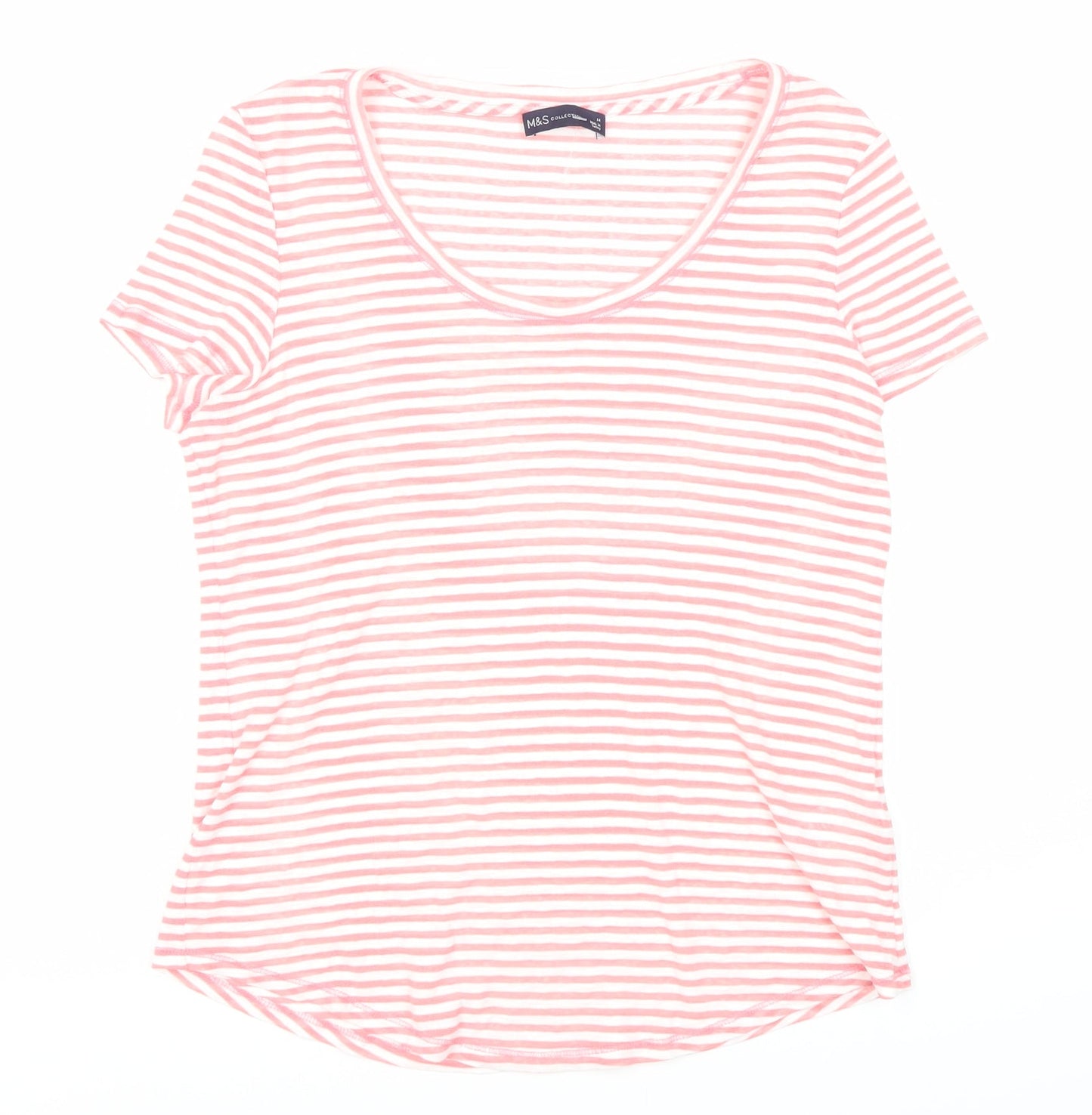 Pink Striped T-Shirt Marks and Spencer Women Size 12