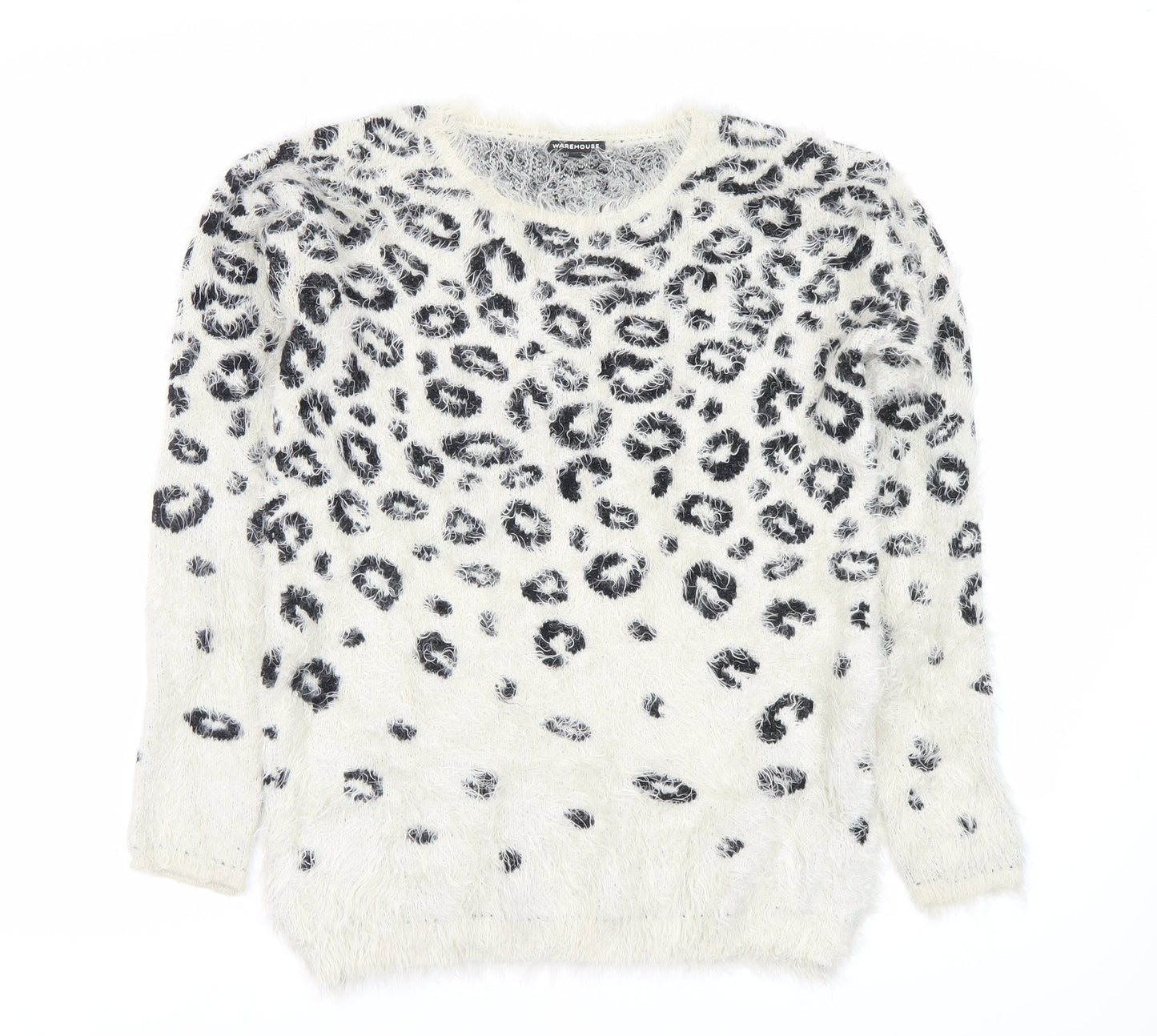 Warehouse Women's White Animal Print Pullover Jumper Size 8