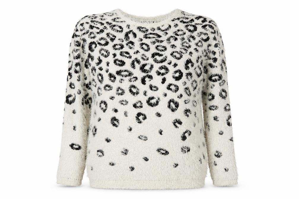 Warehouse Women's White Animal Print Pullover Jumper Size 8