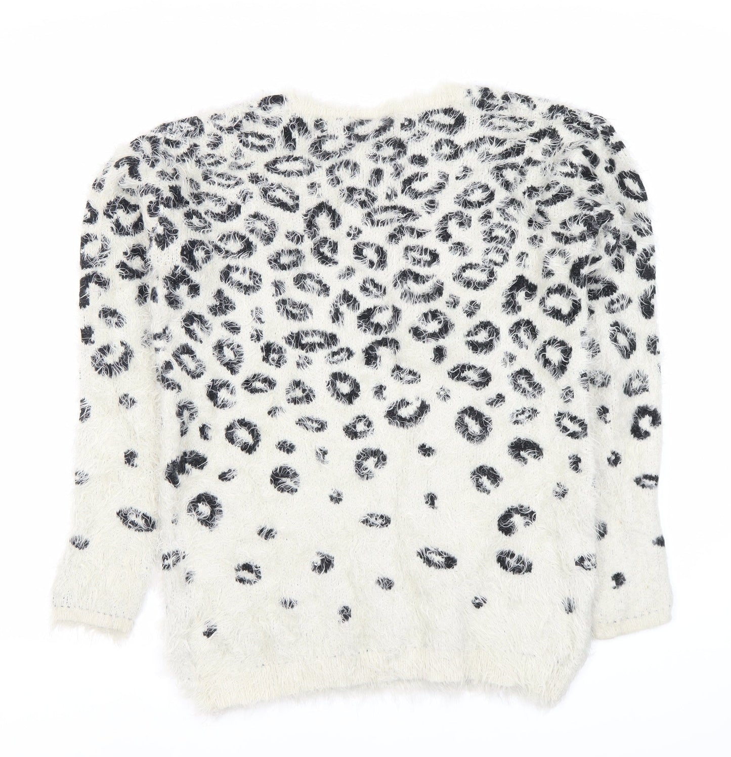 Warehouse Women's White Animal Print Pullover Jumper Size 8